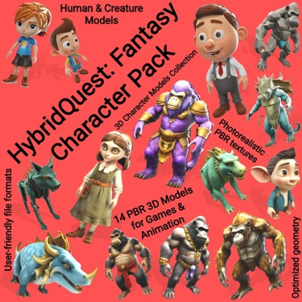HybridQuest: Fantasy Character Pack Free 3D Model Image