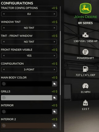FS25 John Deere Series 8R Edit screenshot