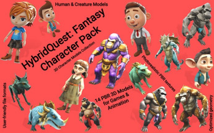 HybridQuest: Fantasy Character Pack Free 3D Model screenshot