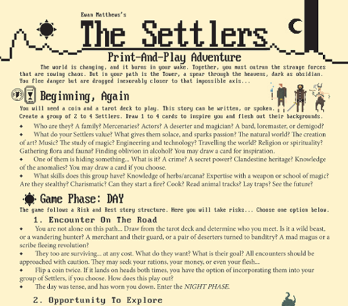 The Settlers Print-And-Play Adventure Game Cover