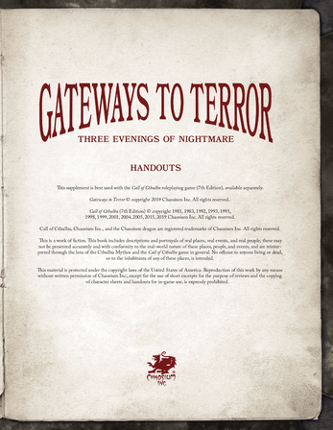 Gateways to Terror Free Handouts and Pre-gen Characters Pack (Call of Cthulhu) screenshot