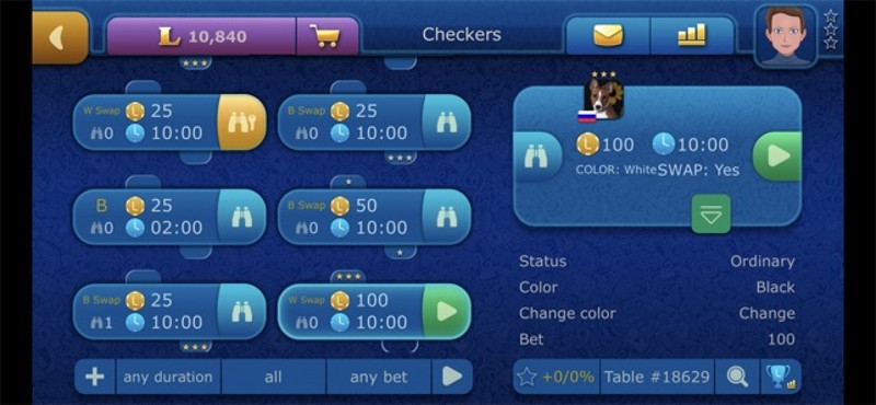 Online Checkers LiveGames screenshot