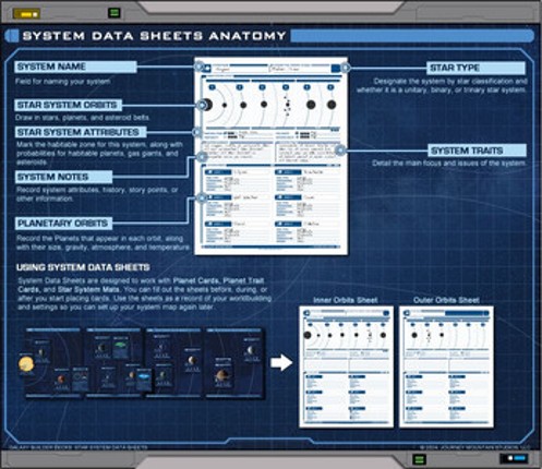 Galaxy Builder Decks: System Data Sheets Image