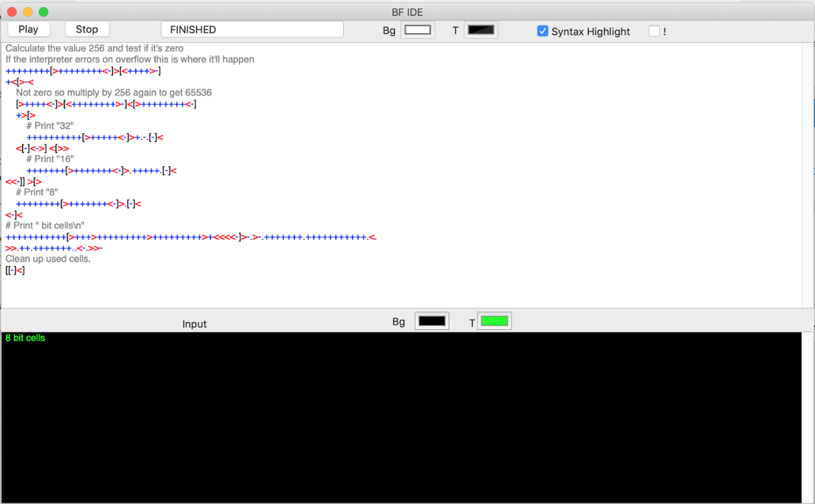 Games like Brainfuck IDE (BF IDE)