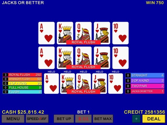 Multi Video Poker Casino screenshot