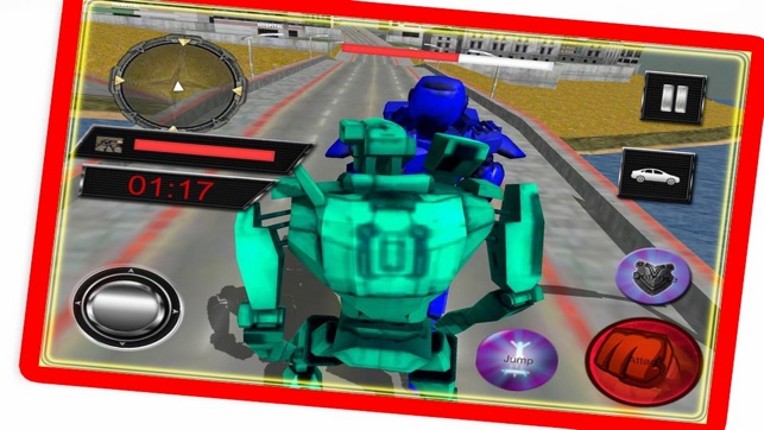 Robot Car Fighting Street 3D Image