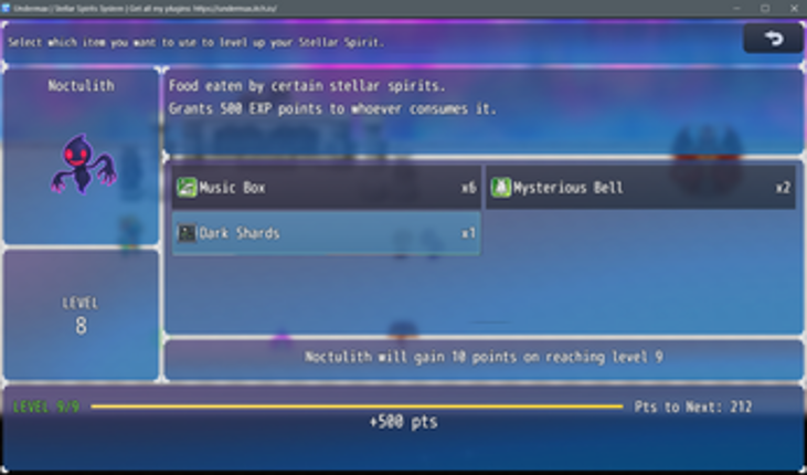 RPG MAKER MZ Plugin: Stellar Spirits System screenshot