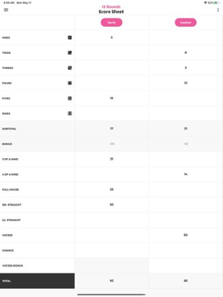 13 Rounds Score Sheet screenshot