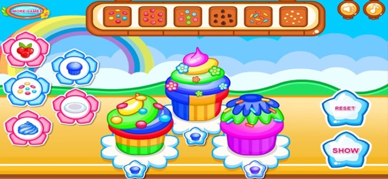Cooking colorful cupcakes game screenshot