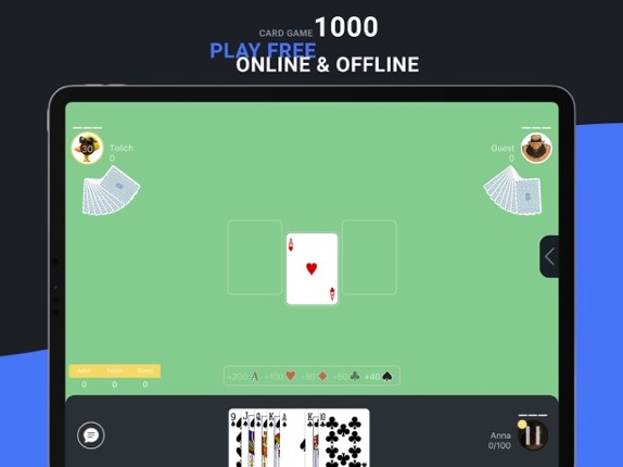 Card game 1000 online offline screenshot