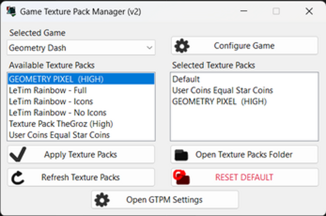 Game Texture Pack Manager screenshot