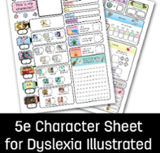 D&D 5e character sheet for dyslexia (4 pages; FORM FILLABLE INCLUDED) Image