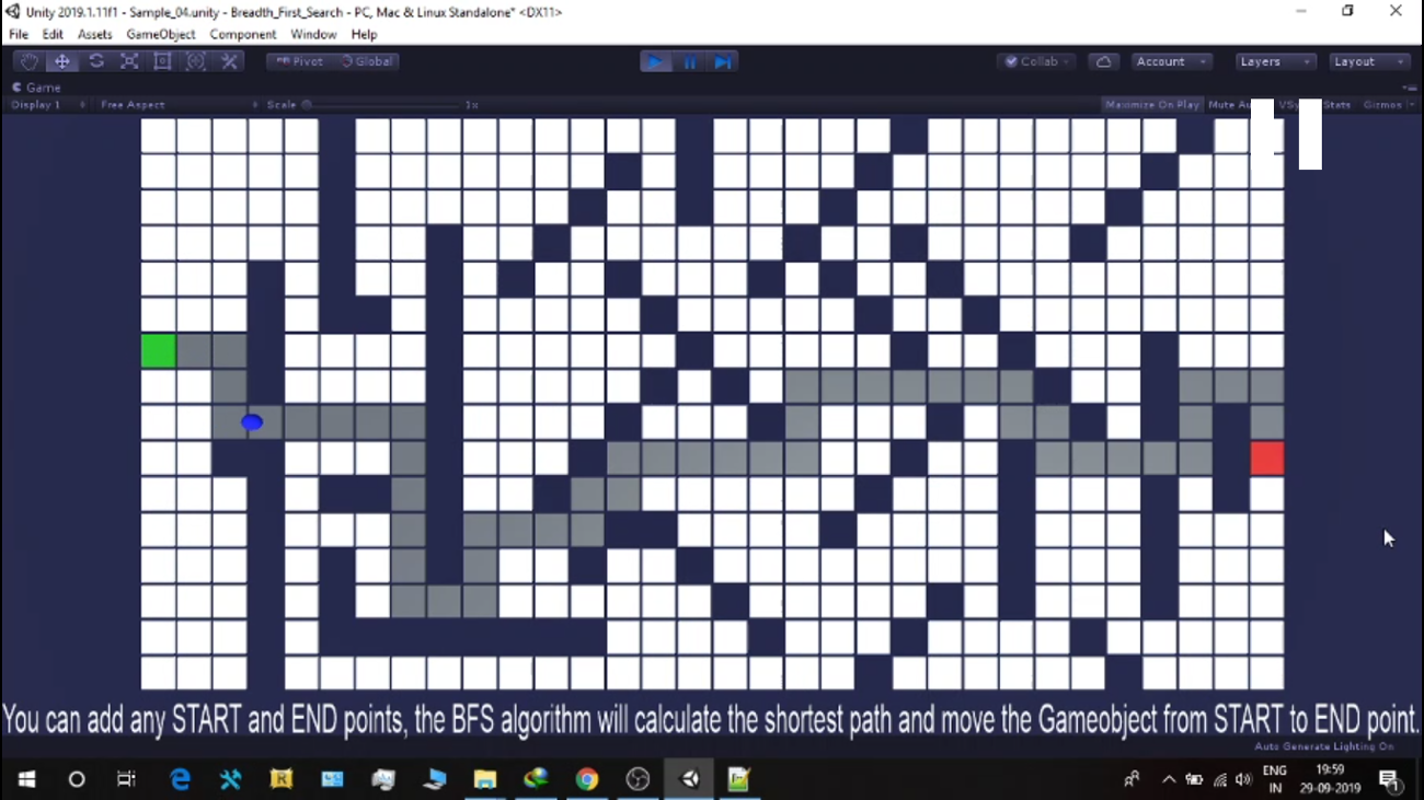 Games like Shortest path finding using BFS in Unity game engine