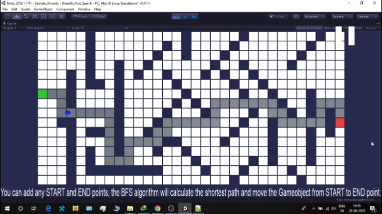 Shortest path finding using BFS in Unity game engine Image