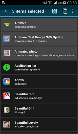 Application List and Backup screenshot