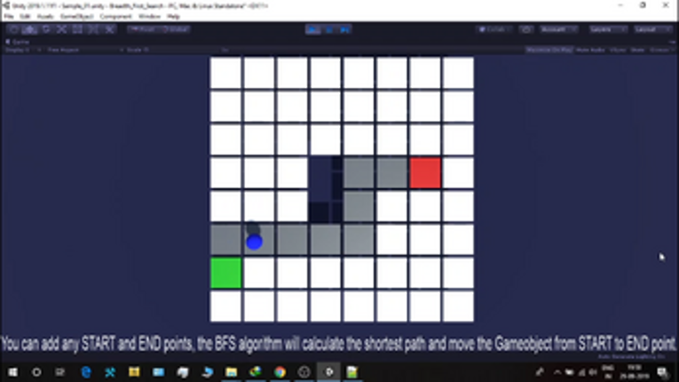 Shortest path finding using BFS in Unity game engine Image
