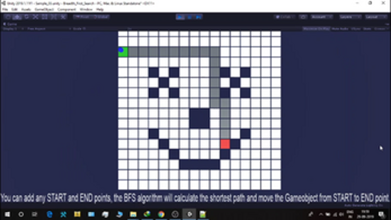 Shortest path finding using BFS in Unity game engine Image
