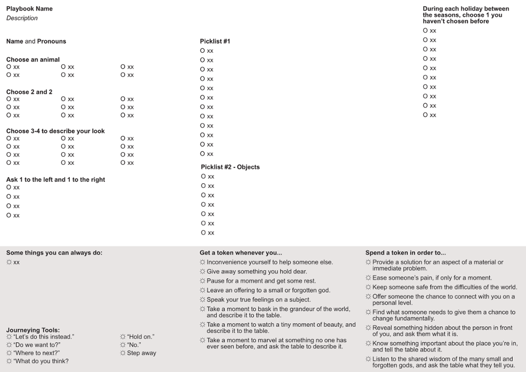 Games like Wanderhome - Blank Playbook Template