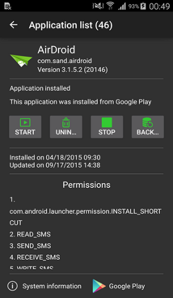 Application List and Backup Image