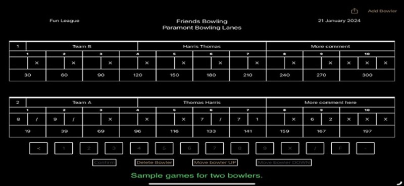 Bowling Roster screenshot