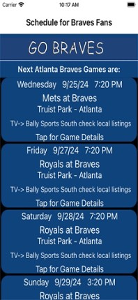 Schedule for Braves fans Image