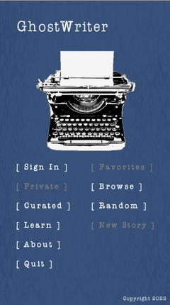 GhostWriter - A collaborative, anonymous, creative writing experiment. screenshot