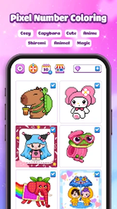 Pixel Number Cute Coloring screenshot