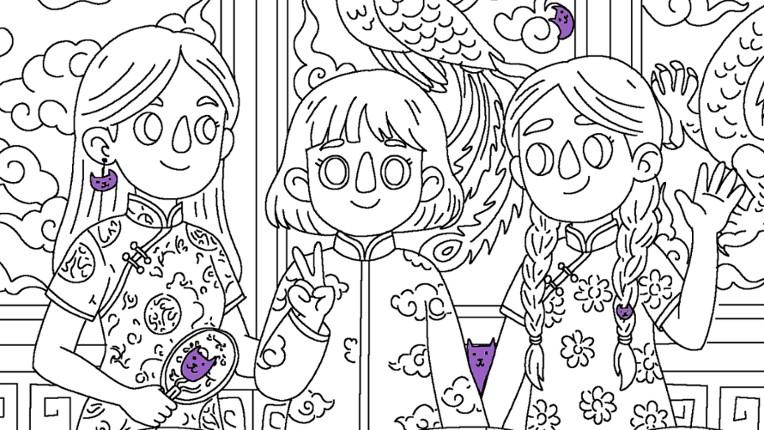 100 Cats Lost in China Find & Color screenshot