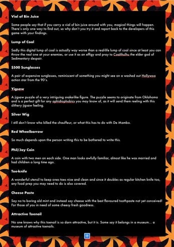 De Mambo Collectible Item Descriptions Image