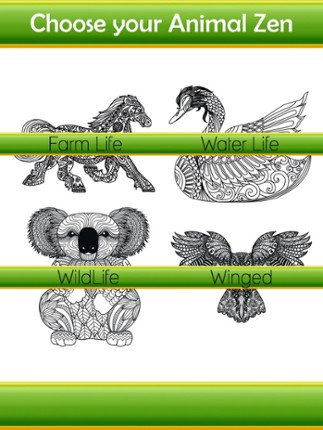 Animal Art Designs - Zen Therapy Adult Coloring Book screenshot