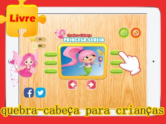 Quebra-Cabeça da Princesa Sereia no Jogos Educativos Grátis para Crianças e Jardim de Infância Image