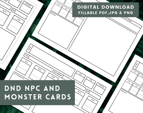 D&D NPC and Monster Cards | Dungeons and Dragons | DnD Image