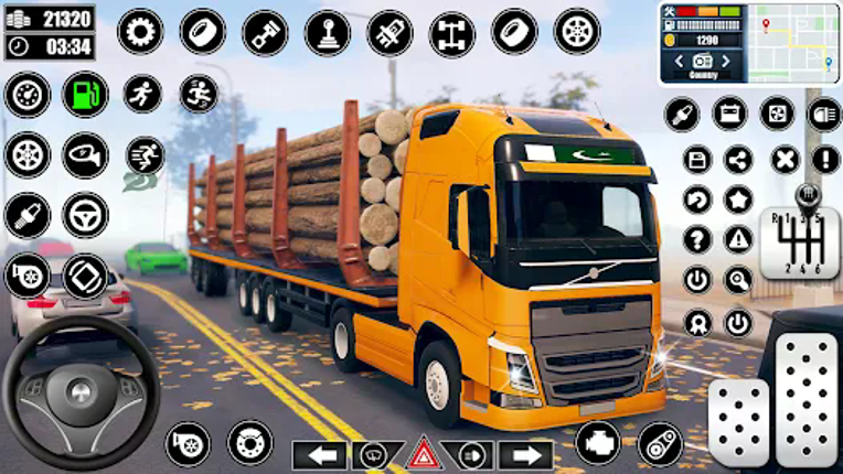 Log Transporter Truck Driving Image
