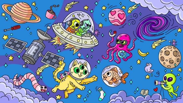 100 Cats Lost In Space Find & Color screenshot