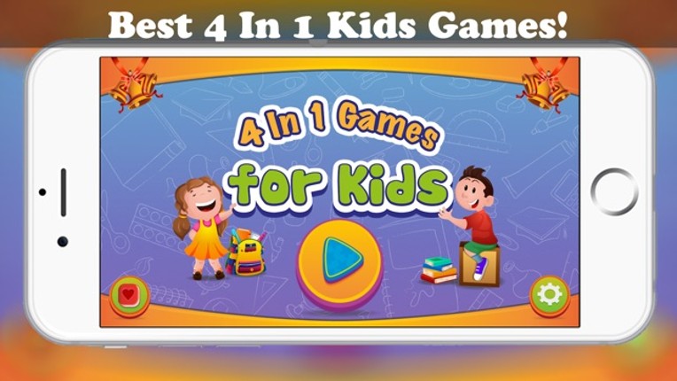 4 In 1 Kids Games Fun Learning - Coloring Book, Jigsaw Puzzles, Memory Matching, and Connect Dots Image