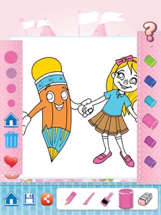 Little Girls Drawing Coloring Book - Cute Caricature Art Ideas pages for kids screenshot
