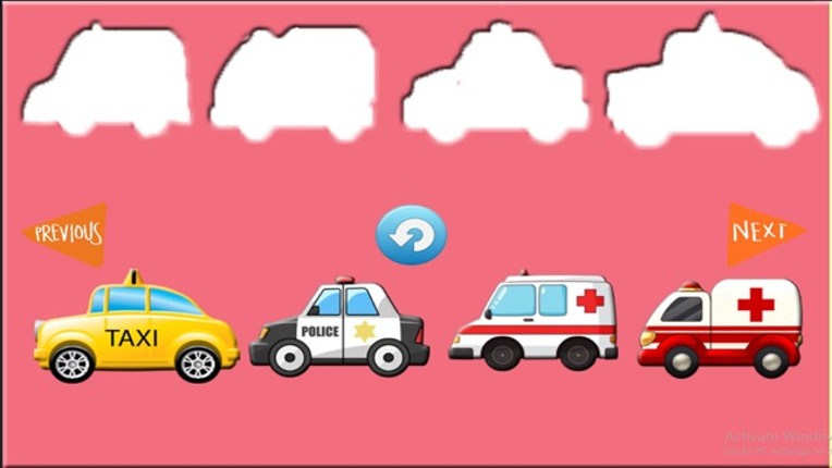 Fun Learning Kids Cars Stencil Puzzle Game Free screenshot