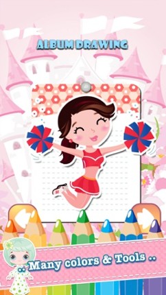 Little Girls Drawing Coloring Book - Cute Caricature Art Ideas pages for kids Image