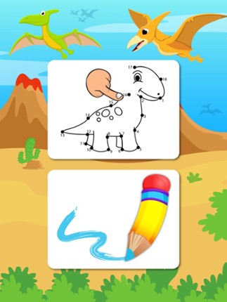 Dinosaurs Connect the Dots and Coloring Book Free screenshot