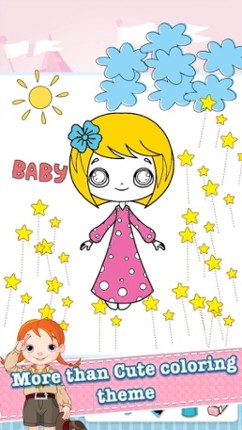 Little Girls Drawing Coloring Book - Cute Caricature Art Ideas pages for kids screenshot