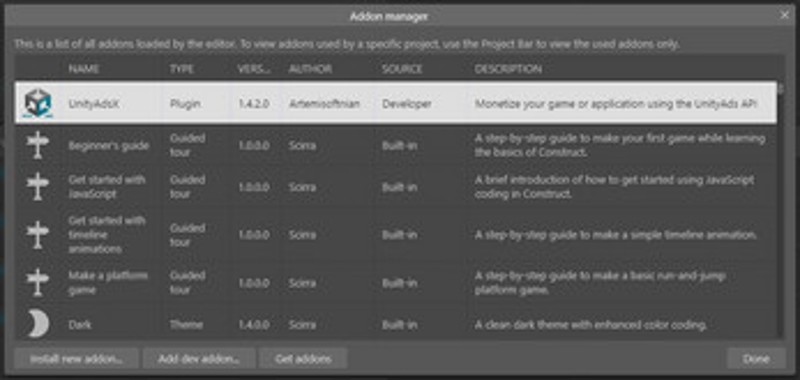 UnityAdsX - Construct 3 Addon screenshot