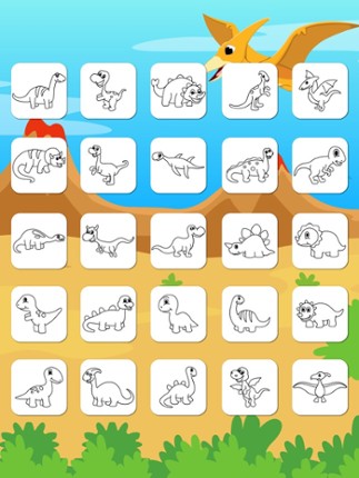 Dinosaurs Connect the Dots and Coloring Book Free screenshot