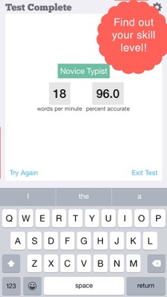 TapTyping - typing trainer suite screenshot