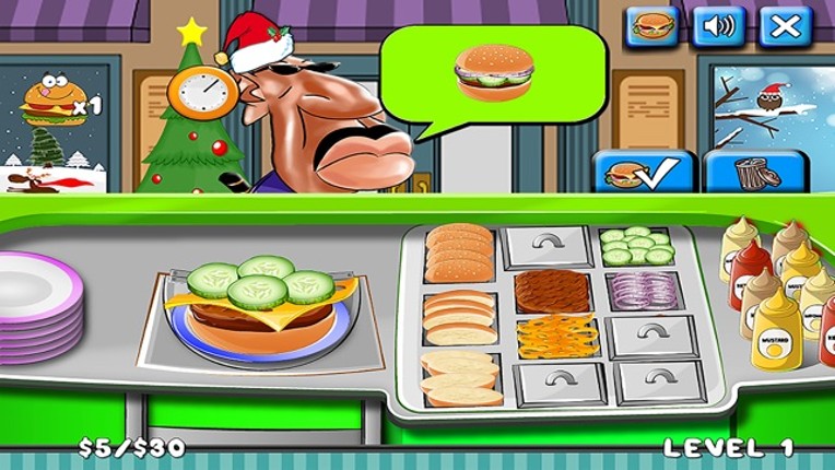Burger game kids cooking shop free app screenshot