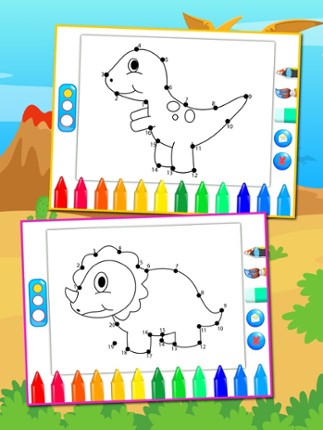 Dinosaurs Connect the Dots and Coloring Book Free screenshot