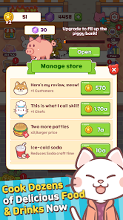 Meow Meow Cafe: Idle food Bar screenshot