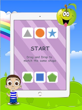 Geometric shapes matching game preschoolers math Image