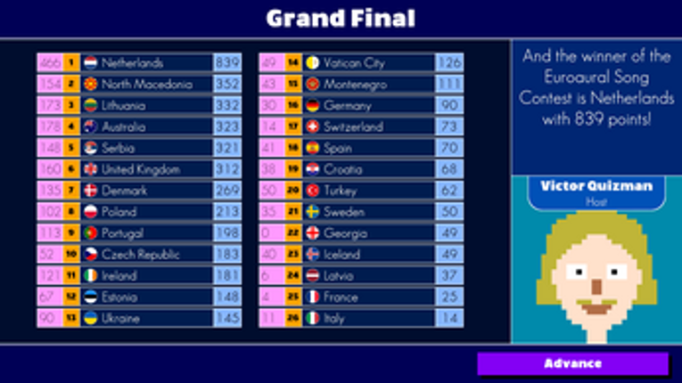Euroaural Song Contest screenshot