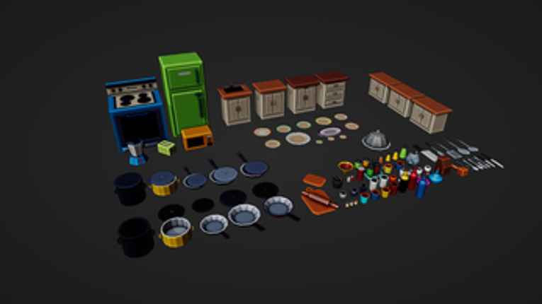 low poly kitchen 3D assets screenshot