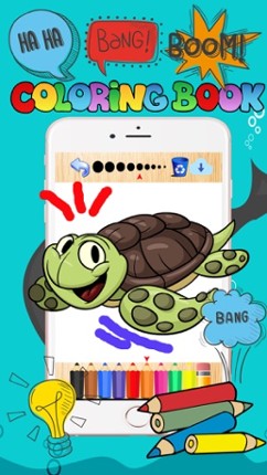 Sea animals shark turtle doodles coloring book kid screenshot